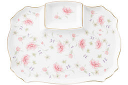Блюдо д/шашлыка 28*20,5*2,5 см "Диана" с соусницей, фарфор, NEW BONE CHINA