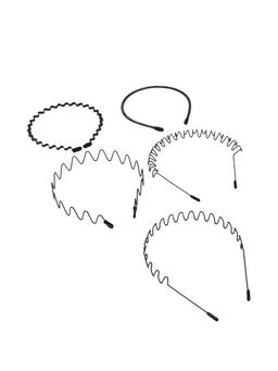 Цена за 2 шт. Ободок для волос "Амелия" (набор 5 шт) геометрия, чёрный