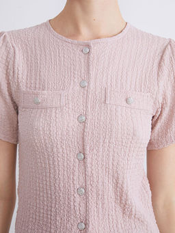 Bisiklet Yaka Dokulu Bluz