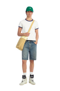 CAMISETA SLIM FIT RIB CONTRASTE / Blanco roto