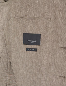 A__k Kahverengi Ex. Slim Fit Keten Kar___ml_ Ceket
