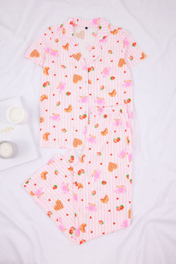 Pembe-Cok Renkli %100 Pamuk Eglence Desenli Orme Pijama Tak?m? THMSS26PT00008 - Trendyolmilla фото 12