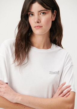 Mavi Logo Bask?l? Beyaz Tisort