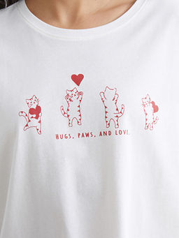 Bisiklet Yaka Bask?l? Kad?n Pijama Tak?m