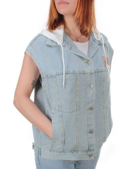 807 BLUE/WHITE Джинсовый жилет женский (100% хлопок)