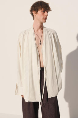 CAMISA KIMONO JACQUARD RAYAS / Crudo - Zara фото 2