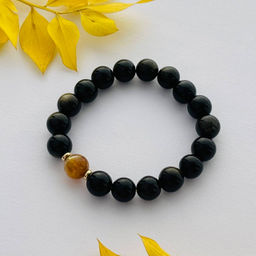 Браслет из золотистого Обсидиана с Цитрином 16,5 см