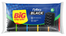 BIG CITY губки кухонные с волнистой поверхностью Максима Black (5шт) (30шт/ящ) ЮНИТ 3*10