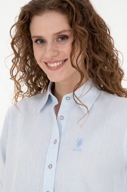 Женская голубая рубашка с длинным рукавом - U.s. polo assn фото 9