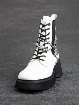 01-GZ6190-L61 WHITE Ботинки демисезонные женские (натуральная кожа) - Фабричный китай фото 7