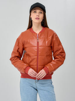 Бомбер стеганый из эко-кожи OD-652-2 - Tantino фото 7