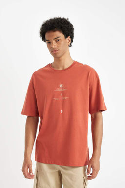 Футболка Comfort Fit с круглым вырезом и короткими рукавами с принтом - Defacto фото 4