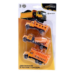 Набор металлических машин Строительная техника, 3 штуки, МИКС - Автоград фото 4