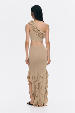 Crop top de un hombro con ribetes de volante - H&m фото 4