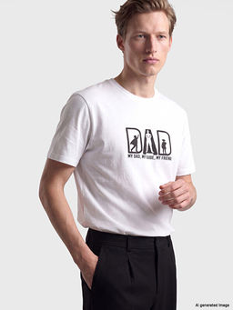 Bisiklet Yaka Baba Bask?l? Erkek Ti??rt
