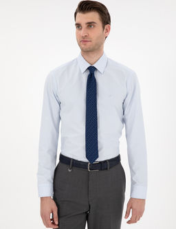 A__k Mavi Slim Fit Uzun Kollu Basic G_mlek