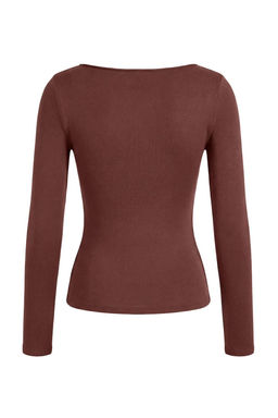 Kahverengi Yumusak Dokulu Kay?k Yaka Triko Kazak TWOAW26KZ00293