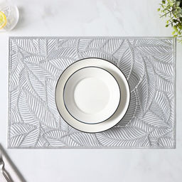 Салфетки сервировочные на стол Доляна «Листопад», 4 шт, 45×30 см, цвет серебряный