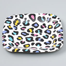 Цена за 10 шт. Тарелка одноразовая бумажная квадратная "Леопард",яркая, 16,5х16,5 см