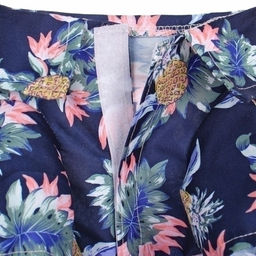 Рубашка для собак и кошек малых и средних пород "СТИЛЬНЫЙ БРО", цвет синий, принт ананасы с цветами, размер M