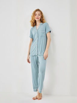 G?mlek Yaka Kad?n Pijama Tak?m?