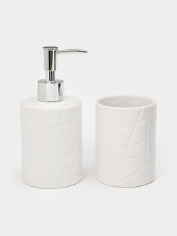 Набор для ванной Fantasy, 2 предмета, дозатор для мыла, стакан, белый