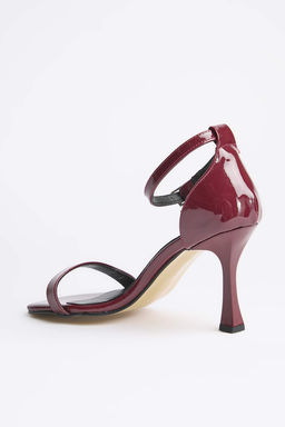 Bordo Bilekten Baglamal? Kad?n 10 cm Ince Topuklu Ayakkab? TAKSS25TO00097