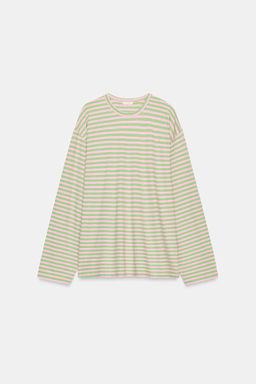 CAMISETA ALGOD?N Y LINO RAYAS / Menta - Zara фото 6