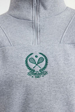 TRENDYOLMILLA Gri Melanj Nak?sl? Regular Kal?p Kal?n Ici Polarl? Fermuarl? Yaka Orme Sweatshirt TWOAW25SW00125  фото 4