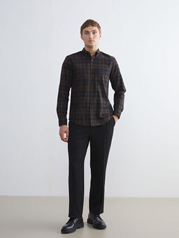 Regular Fit Uzun Kollu Ekose Gabardin Erkek G?mlek