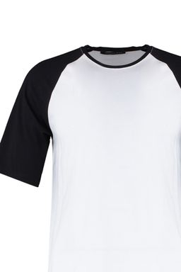 Beyaz Regular/Normal Kesim K?sa Kollu Renk Bloklu %100 Pamuk T-Shirt TMNSS20TS0182