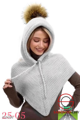 Женская шапка с натуральным помпоном - Bruno фото 8