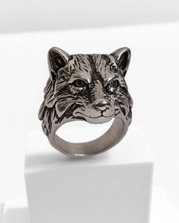 Мужское кольцо из стали Волк