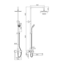 Душевая система Accoona A83103-2, с тропическим душем, нержавеющая сталь, сатин