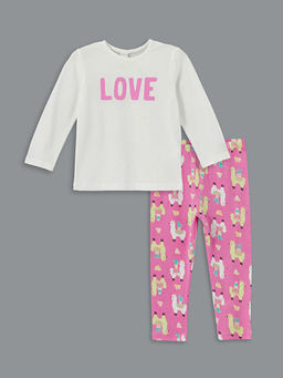 Bisiklet Yaka Bask?l? K?z Bebek Pijama Tak?m