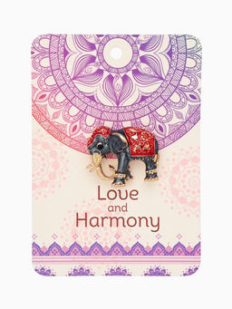 Брошь «Слон индийский», красная, серый в золоте