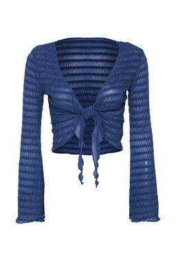 Trendyolmilla Ekru Premium Dokulu Fitted/Vucuda Oturan Baglama Detayl? Esnek Orme Bluz TWOSS24BZ00015 фото 7