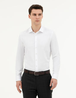 Рубашка Pierre Cardin Slim Fit белая с длинным рукавом