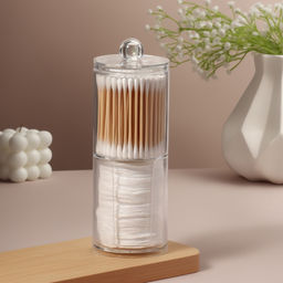 Органайзер для ватных палочек и дисков, с крышкой, 2 секции, 6.7×19 см, прозрачный