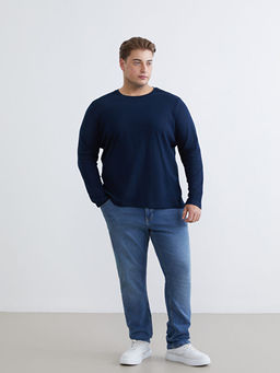 B?y?k Beden Bisiklet Yaka Uzun Kollu Erkek Ti??rt