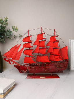 Макет парусного корабля 60х52 см / A26658-60 /уп 4/красный парус - Галеонтрейд фото 2