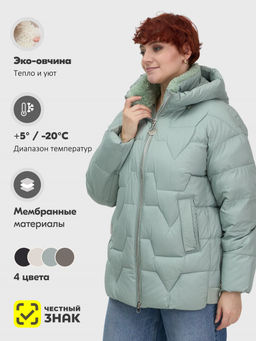 Куртка зимняя женская из овчина стильная и модная зеленого цвета 7309Z - Visdeer фото 19