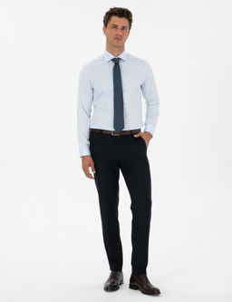 A__k Mavi Slim Fit Uzun Kollu Basic G_mlek