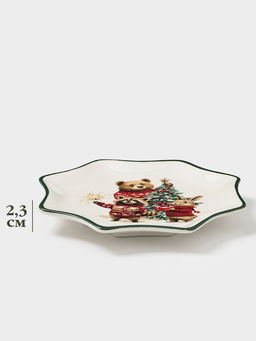 Тарелка сервировочная новогодняя Доляна «Сказки зимнего леса», 20×20×2.3 см, доломит, белая