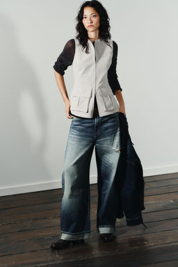 STRETCH COTTON TOP WITH POCKETS