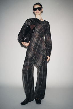 ZW COLLECTION DRAPED CHECK TOP - Zara фото 3