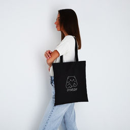 Сумка-шопер Котик, без молнии, без подкладки, цвет чёрный