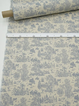 Хлопколен Туаль де Жуи - прованс цв.джинс (на суровом), ш.1.4м, лен-15%, хл-85%, 125гр/м.кв - Купава фото 6