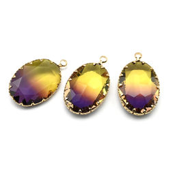 Подвеска "Кружевная" овал 19*30мм цв.фиолетово-желтый