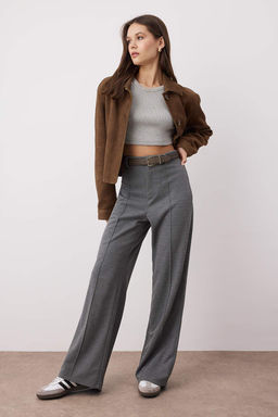 Wardrobe Essentials Antrasit Premium Straight Esnek Orme Pantolon | TWOAW26PL00024